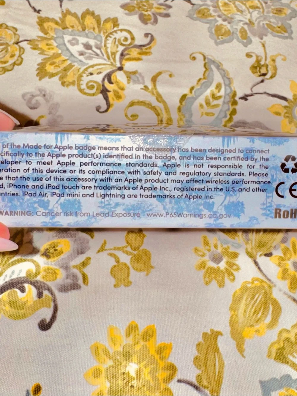 NIB🩶xo Poppy 10ft Light Blue USB-A to Lightning Braided Charging Cable - toile🩶